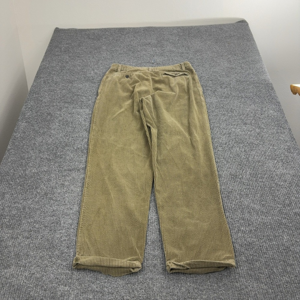 Trilogy Corduroy Pants Mens 34x30 Khaki Cotton Wide Wale Pleated Baggy 90s Style - Picture 5 of 7